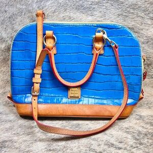 Dooney & Bourke Croco Embossed Satchel Handbag In Marine Blue